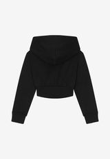 Dolce & Gabbana Kids Girls Logo Plaque Corset Hoodie Black L5JW9C G7JL2 N0000