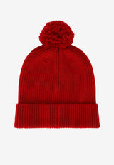Dolce & Gabbana Kids Kids DG Logo Patch Knitted Hat Red LBKH79 JBVV2 R0226