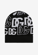 Dolce & Gabbana Kids Girls Jacquard DG Logo Beanie Monochrome LBKH81 JBVV9 S9000