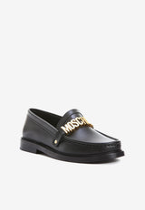 Moschino Logo Leather Loafers MA10362C1FMF0000 VITELLO NERO Black