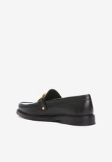 Moschino Logo Leather Loafers MA10362C1FMF0000 VITELLO NERO Black