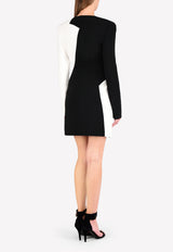 فستان قصير بأكمام مع نمط هندسي الشكل