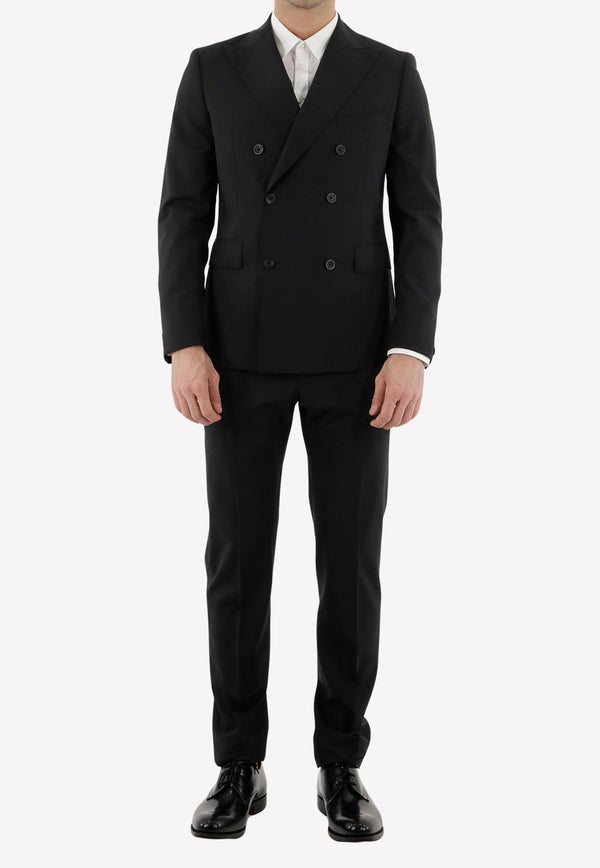 Tonello Double-Breasted Wool Suit Set Black 01AD4R0X-1063U-990