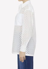 Kenzo Broderie Anglaise Long-Sleeved Shirt White FD52CH078-9FG-02