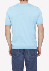 John Smedley Short-Sleeved Knitted T-shirt Blue BELDEN-30G-BLUE SPRING