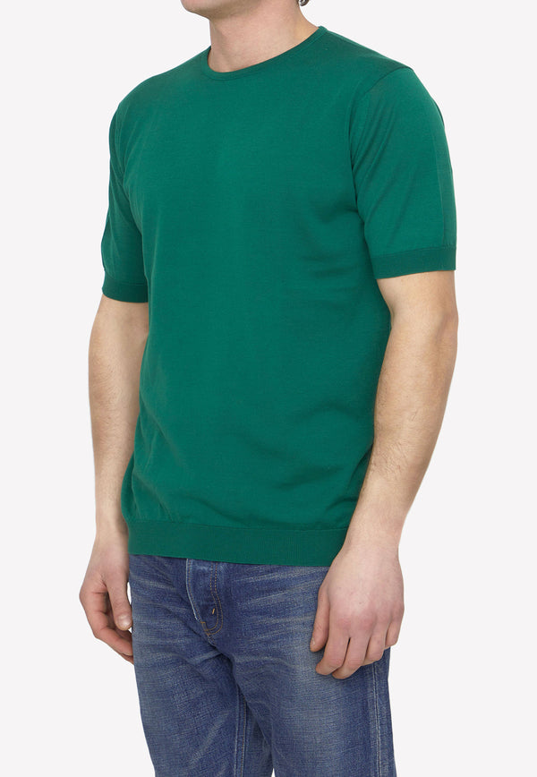 John Smedley Short-Sleeved Knitted T-shirt Green BELDEN-30G-SCOTCH GREN