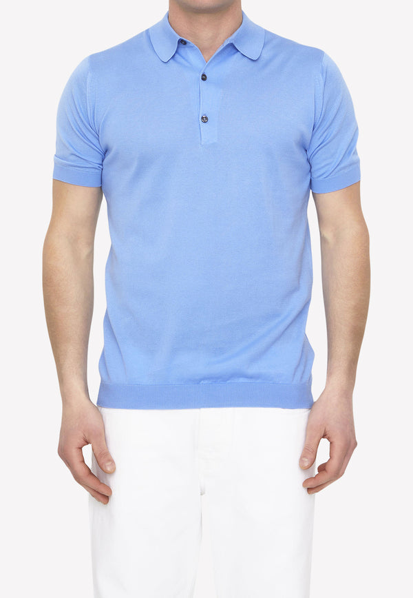 John Smedley Classic Short-Sleeved Polo T-shirt Blue ADRIAN-30G-CORNFLOWER BLUE
