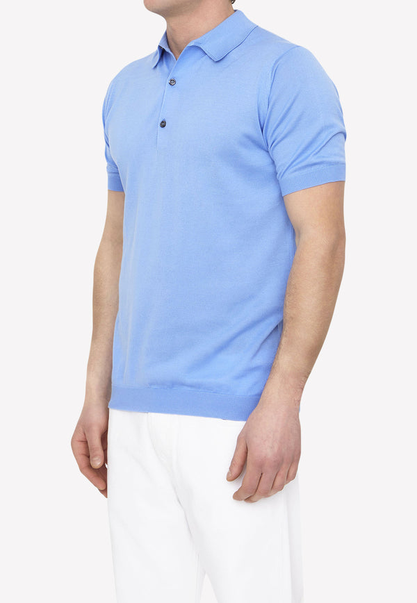 John Smedley Classic Short-Sleeved Polo T-shirt Blue ADRIAN-30G-CORNFLOWER BLUE