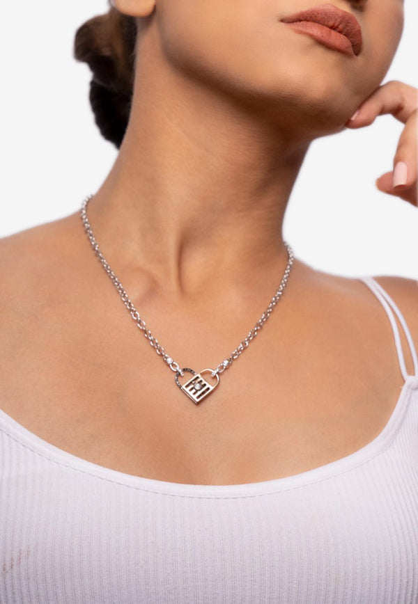 Djihan Unlock My Heart Diamond Necklace in 18-karat Yellow and White Gold Silver Nec-297