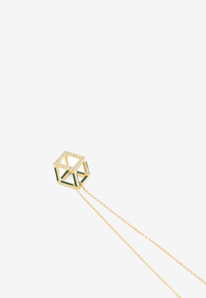 Djihan Cube Mirage Diamond Chain Necklace in 18-karat Yellow Gold Gold Nec-