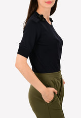 Embellished Shoulder Knit Top