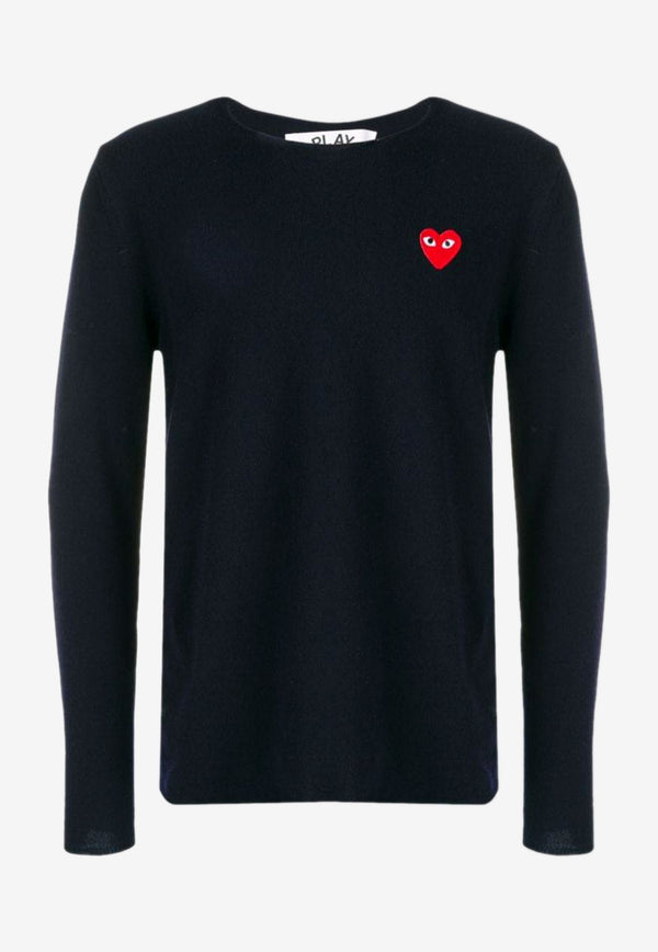 Comme Des Garçons Play Play Heart Wool Knit Sweater Black P1N068000BLACK