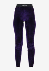 Tom Ford Stretch Velvet Logo Leggings Grape PAJ121-FAX699 GV782