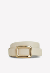 Roger Vivier Viv' Choc Metal Buckle Belt in Leather White RCWC0BF0100MU51J27 VITELLO VENICE BAS