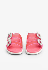 Roger Vivier Slidy Viv' Strass Buckle Sandals Pink RVW45834360O8I0VQ2 0VQ2