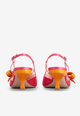 Roger Vivier 55 Virgule Bow Slingback Pumps in Satin RVW63835420RS01U19 1U19 Pink