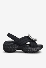 Roger Vivier Viv' Run Crystal Buckle Sandals RVW66733560DX2B999 B999 Black