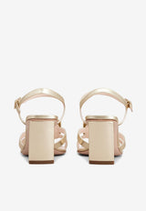 Roger Vivier Belle Vivier 75 Metal Buckle Sandals in Metallic Nappa Leather RVW69635150KACG005 G005 Gold