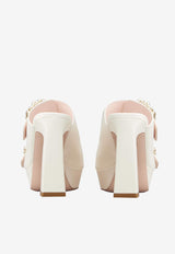 Roger Vivier Slidy Viv' 100 Crystal Buckle Platform Mules in Nappa Leather RVW6993510091TC019 C019 White