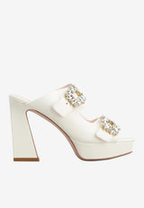 Roger Vivier Slidy Viv' 100 Crystal Buckle Platform Mules in Nappa Leather RVW6993510091TC019 C019 White