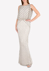 Rachel Gilbert White Yuliya Embellished Sleeveless Evening Gown 17SSRG60327DL.IVO