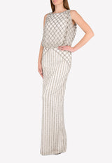 Rachel Gilbert White Yuliya Embellished Sleeveless Evening Gown 17SSRG60327DL.IVO