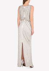 Rachel Gilbert White Yuliya Embellished Sleeveless Evening Gown 17SSRG60327DL.IVO