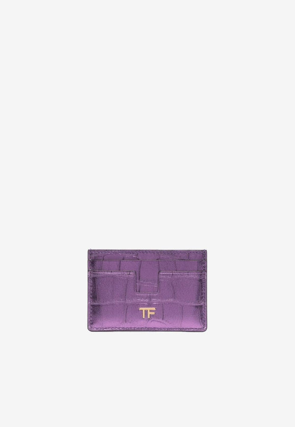Tom Ford TF Cardholder in Metallic Croc Embossed Leather S0250-LCL348G 1V010 Purple