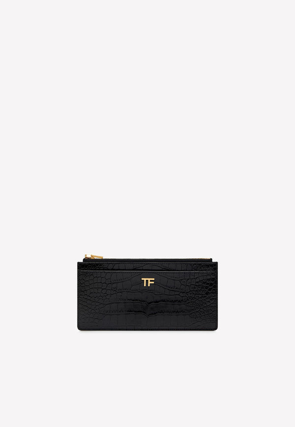 Tom Ford TF Zipped Wallet in Croc Embossed Leather S0435-LCL150G 1N001 Black