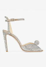 Jimmy Choo Sacora 100 Crystal Embellished Suede Sandals Crystal SACORA 100 PHZ NUDE/CRYSTAL