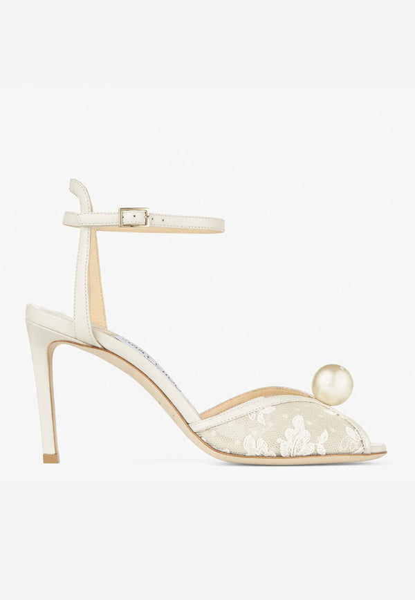 Jimmy Choo Sacora 85 Floral Lace Sandals Ivory SACORA 85 FXW IVORY/WHITE