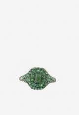 18 Karat Gold Emerald Pave Pinky Ring
