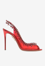 Aquazzura Temptation 105 Crystal Embellished Sandals Red TEMHIGSC-NLPF00 LIPSTICK