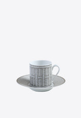 Hermès Mosaique Au 24 Porcelain Coffee Cup with Saucer- Set of 2 Grey