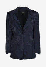 ESCADA Logo Jacquard Silk Blazer Navy