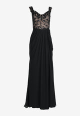 Pronovias Atos Style 131 Off-Shoulder Beaded Gown Black