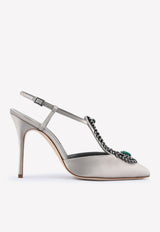 Manolo Blahnik Jamala 105 Crystal Embellished Pumps Grey JAMALA GR 105 GREY 0502 0039-0003