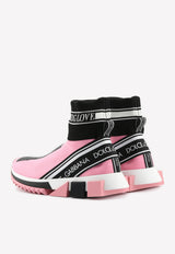 Dolce & Gabanna Sorrento Stretch Knit High-Top Sneakers Pink CK1645 AZ708 8T570