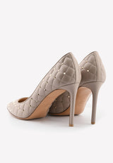 Valentino Rockstud Spike 100 Quilted Pumps QW2S0H89NSN P45 Taupe