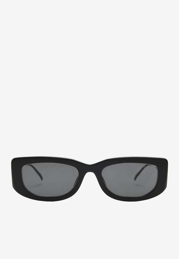 Prada Rectangular Logo Sunglasses Gray 0PR14YS1AB5S0BLACK