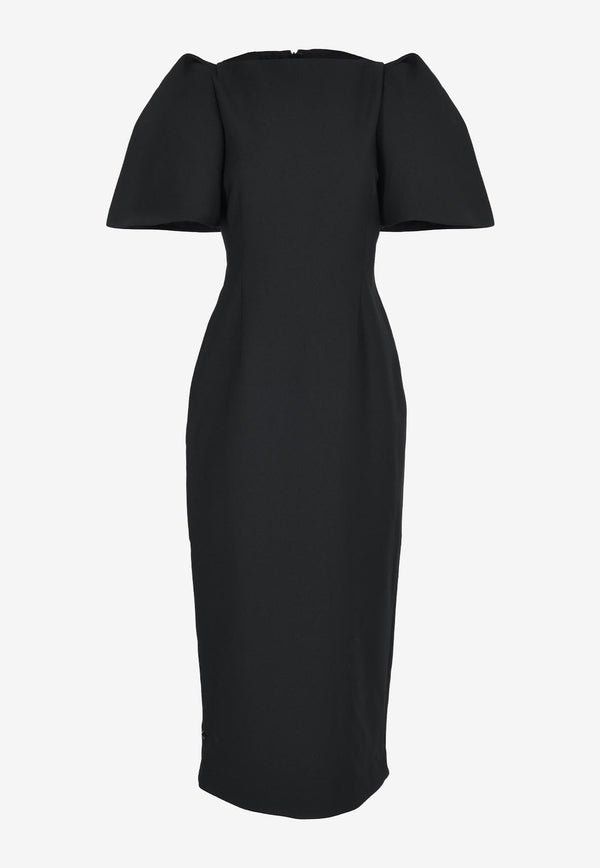 Solace London Lora Midi Cady Dress Black OS36025BLACK