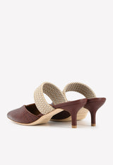 Malone Souliers Maisie 45 Mules in Croc-Embossed Leather Mahogany MAISIE 45-92 MAHOGANY/BEIGE