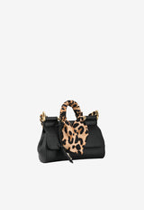 Dolce & Gabbana Small Sicily Top Handle Bag in Dauphine Leather with Scarf Detail Black BB7116 AY153 8S543