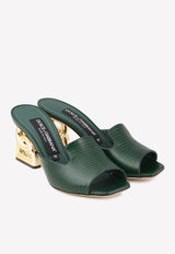 Dolce & Gabbana Keira 75 DG Mules in Animal Print Calf Leather Green CR1180 AY281 87685