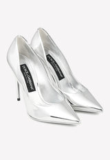 Dolce & Gabbana Cardinale 105 Pointed Pumps in Mirrored Leather Silver CD1710 AY828 80998