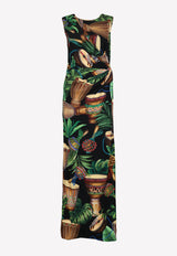 Dolce & Gabbana Tropical Print Sleeveless Maxi Dress Multicolor F6I3IT FSAZ7 HN1RN