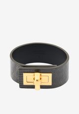 Tom Ford Natalia Turnlock Buckle Cuff in Animal Print Leather Grey JW0761-TEJBR MYG
