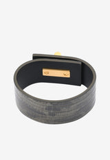 Tom Ford Natalia Turnlock Buckle Cuff in Animal Print Leather Grey JW0761-TEJBR MYG