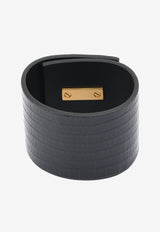 Tom Ford Wide Natalia Turnlock Buckle Cuff in Animal Print Leather Black JW0762-TEJBR BLG