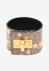 Tom Ford Wide Natalia Turnlock Buckle Cuff in Animal Print Leather Nude JW0762-TEJBR NUG